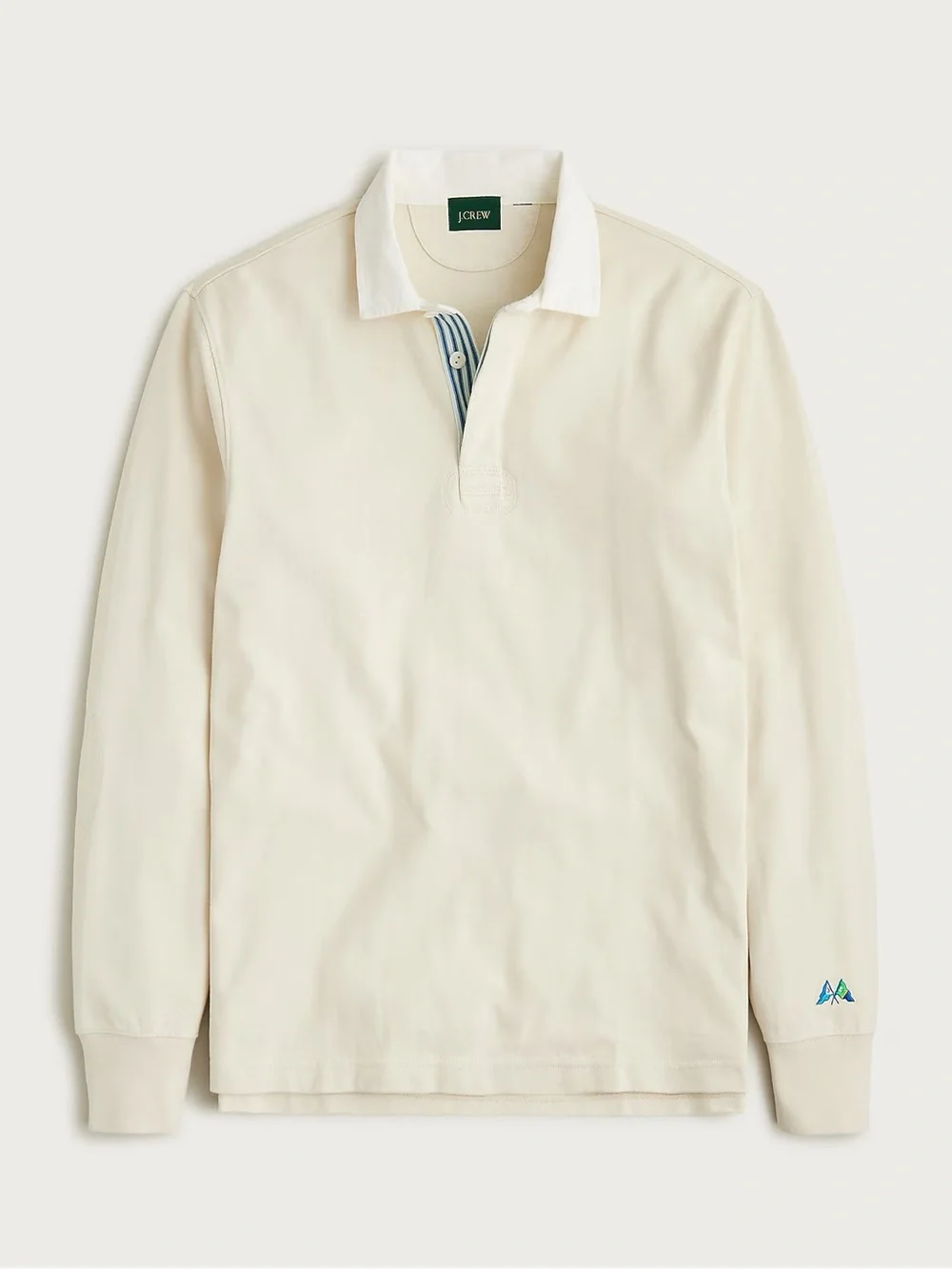 J. CREW Rugby shirt with striped placket in Natural Size S NWT $98 BW541